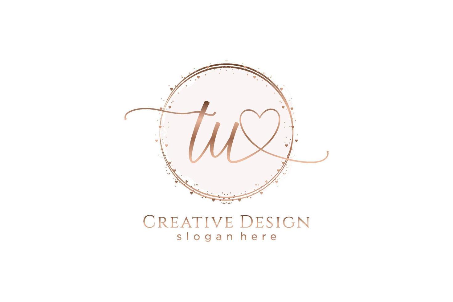Initial TU handwriting logo with circle template vector logo of initial wedding, fashion, floral and botanical with creative template.