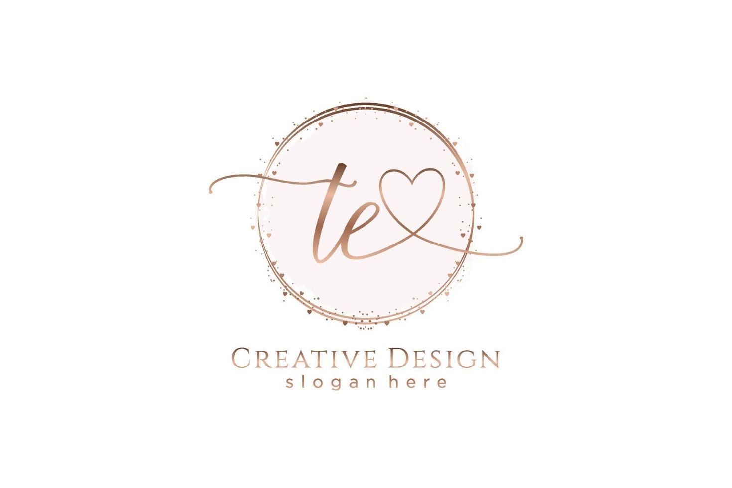 Initial TE handwriting logo with circle template vector logo of initial wedding, fashion, floral and botanical with creative template.