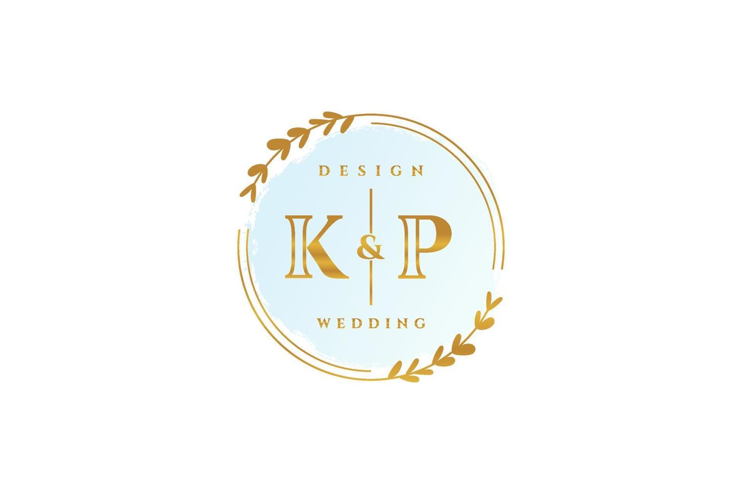 Initial KP beauty monogram and elegant logo design handwriting logo of initial signature, wedding, fashion, floral and botanical with creative template. vector