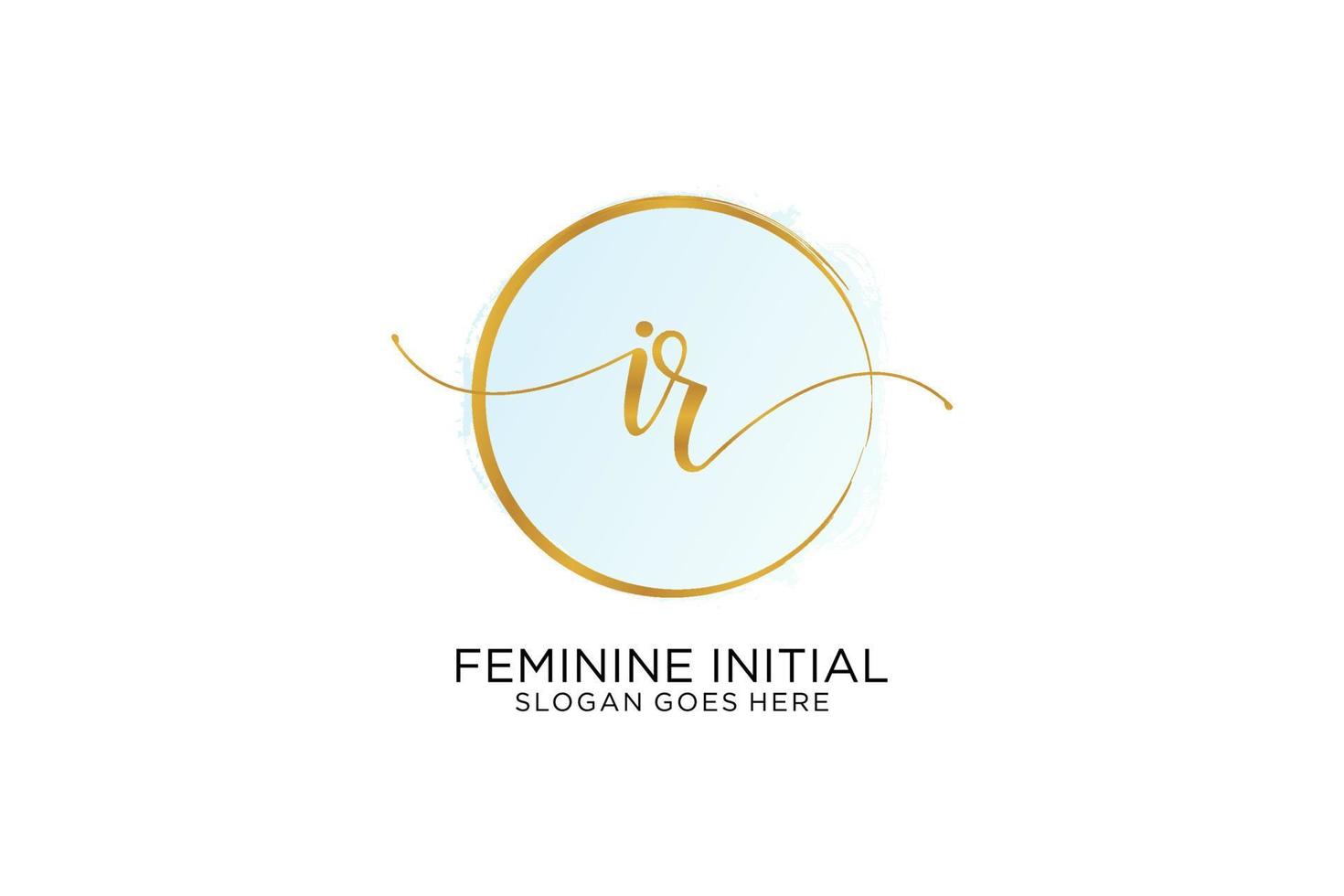 Initial IR handwriting logo with circle template vector signature, wedding, fashion, floral and botanical with creative template.