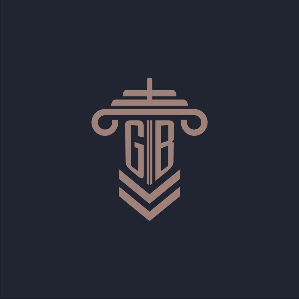 GB initial monogram logo with pillar design for law firm vector image