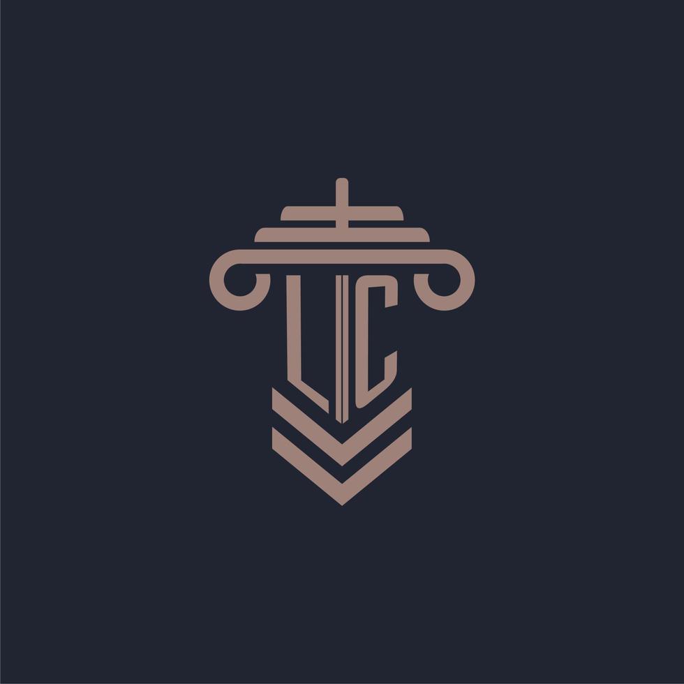 LC initial monogram logo with pillar design for law firm vector image