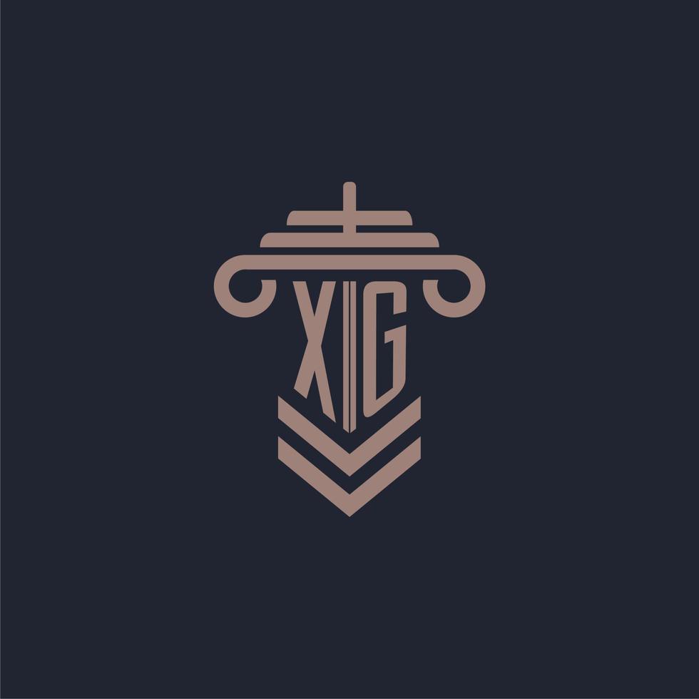 XG initial monogram logo with pillar design for law firm vector image