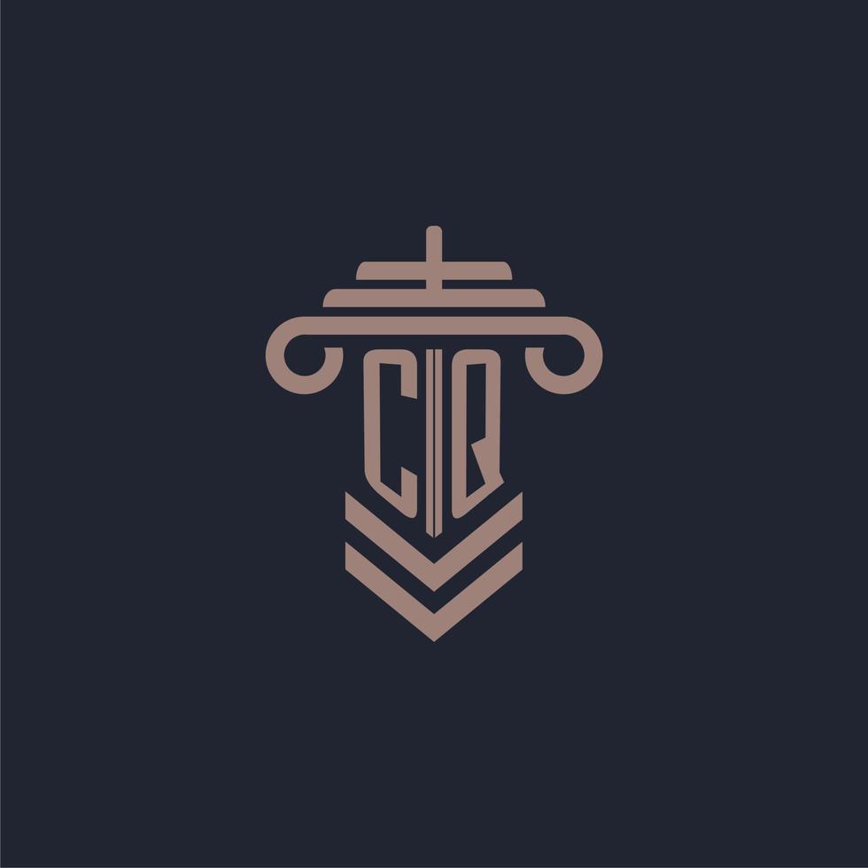 CQ initial monogram logo with pillar design for law firm vector image