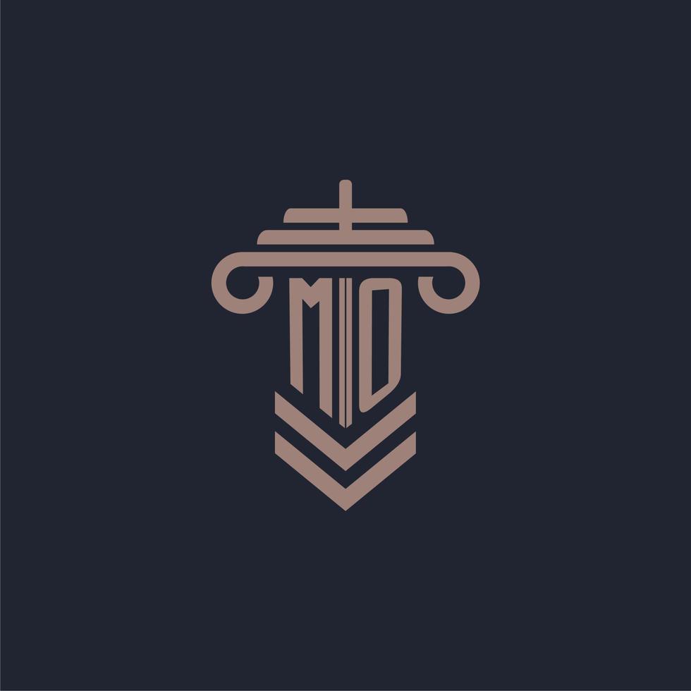 MO initial monogram logo with pillar design for law firm vector image