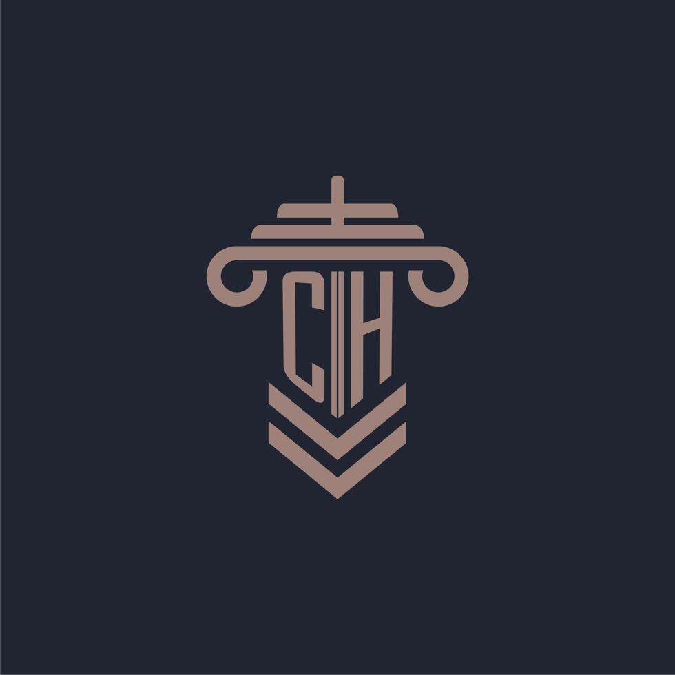 CH initial monogram logo with pillar design for law firm vector image