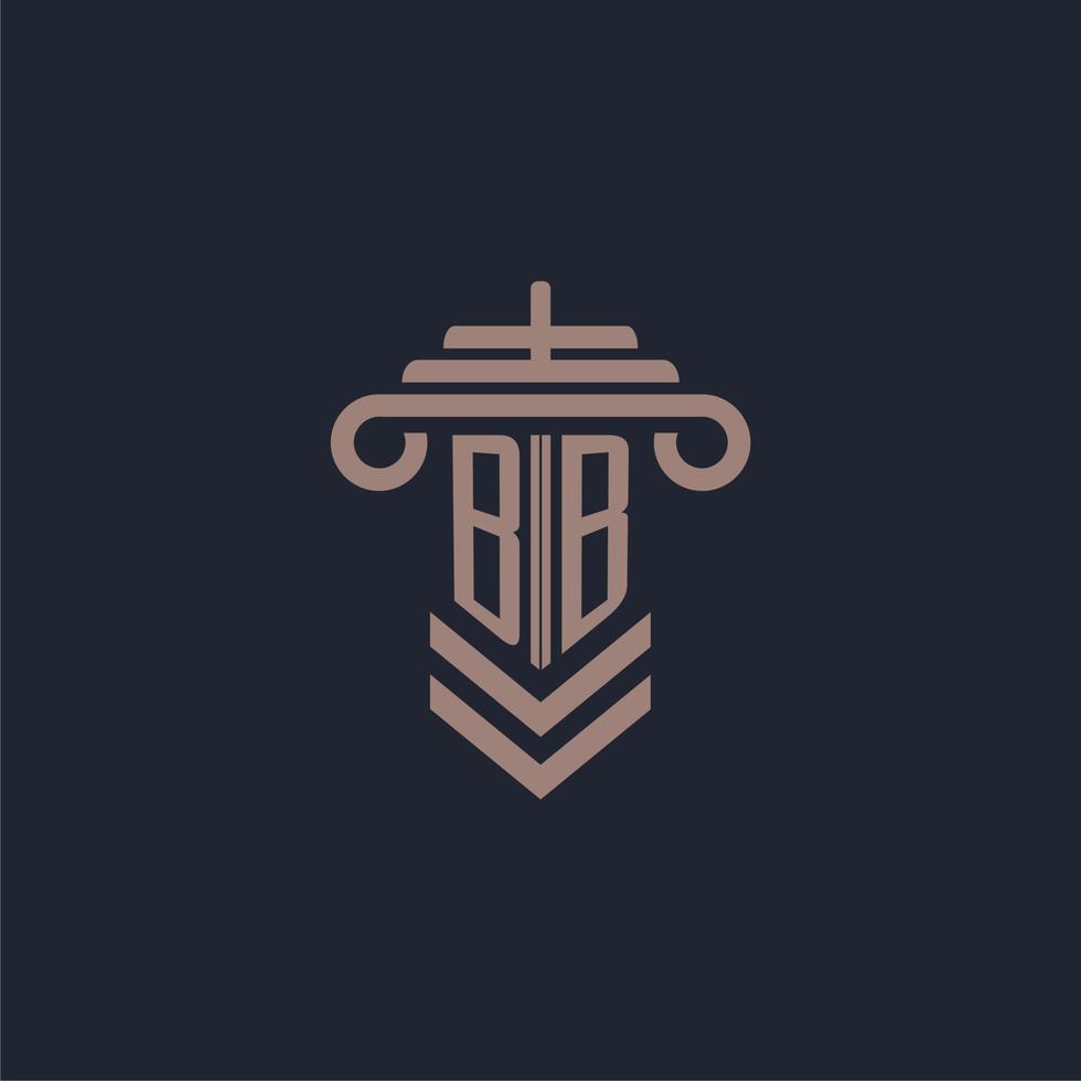 logotipo de monograma inicial bb con diseño de pilar para imagen vectorial de bufete de abogados vector
