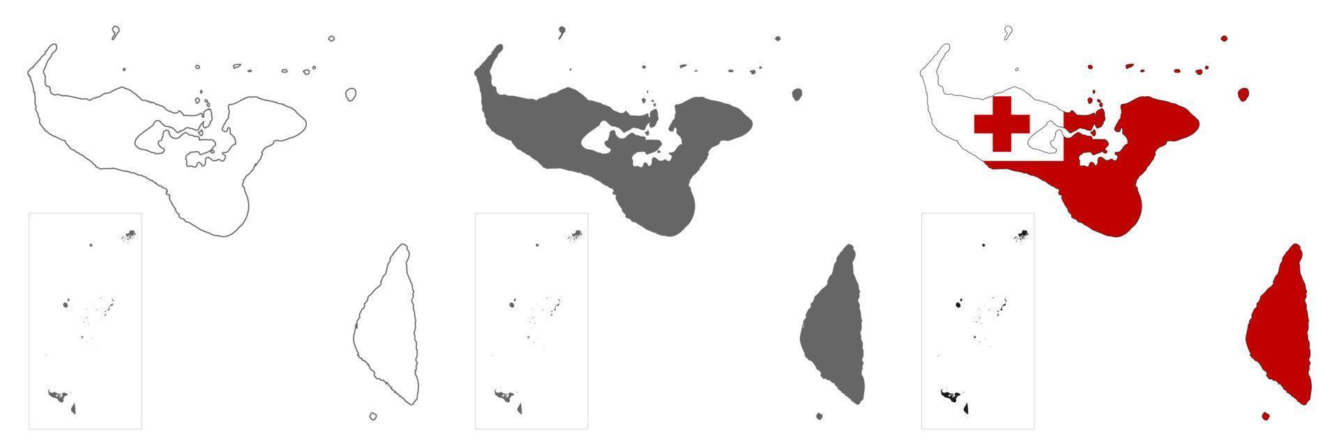 mapa de tonga muy detallado con bordes aislados en el fondo vector