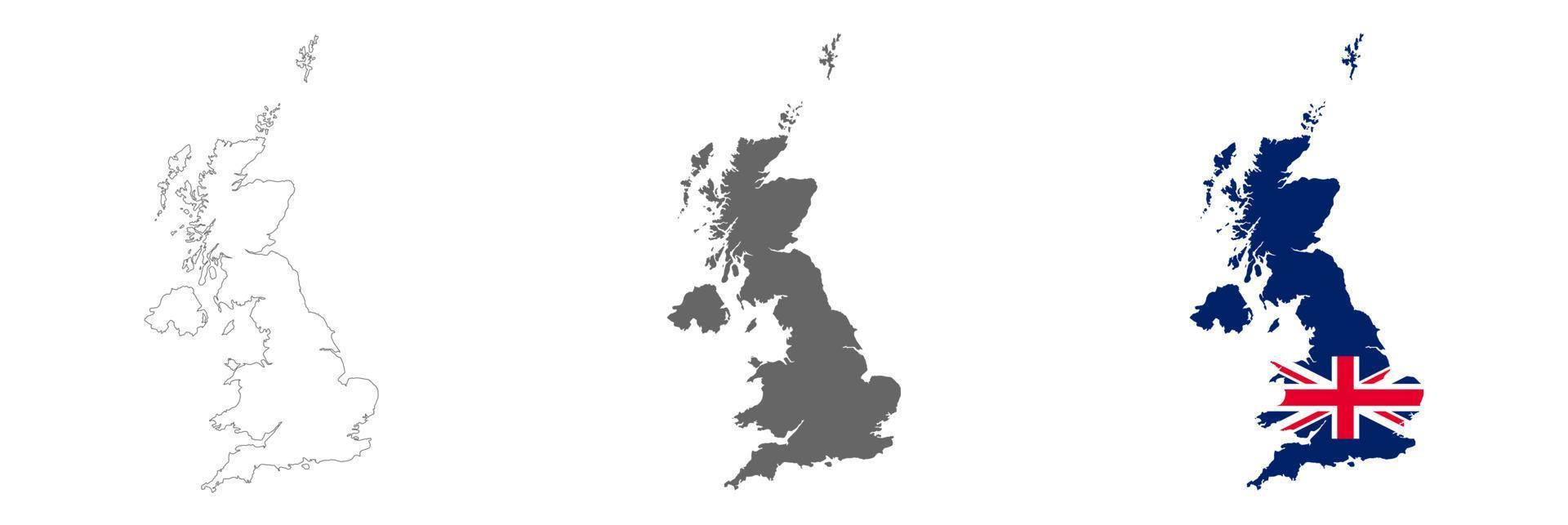 Mapa del Reino Unido muy detallado con bordes aislados en segundo plano. vector
