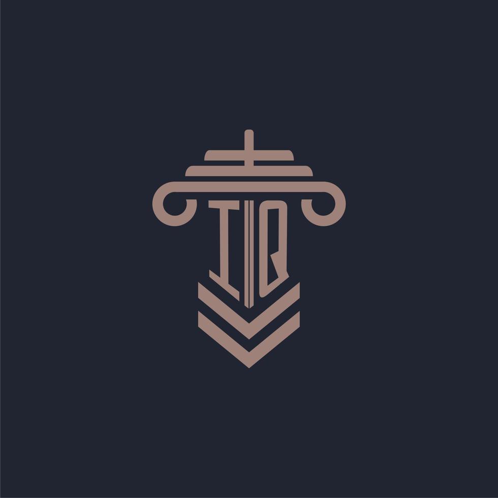 IQ initial monogram logo with pillar design for law firm vector image