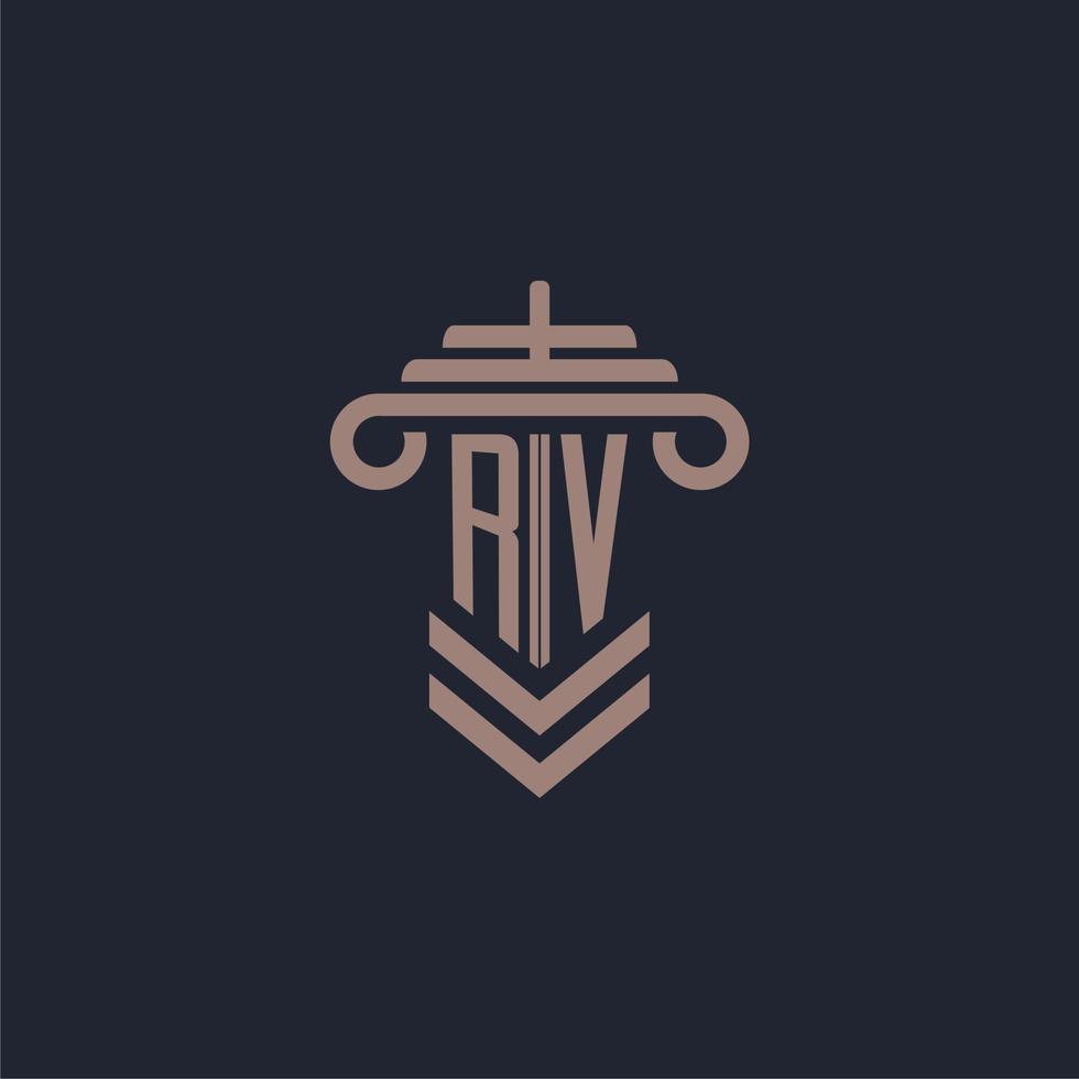 RV initial monogram logo with pillar design for law firm vector image