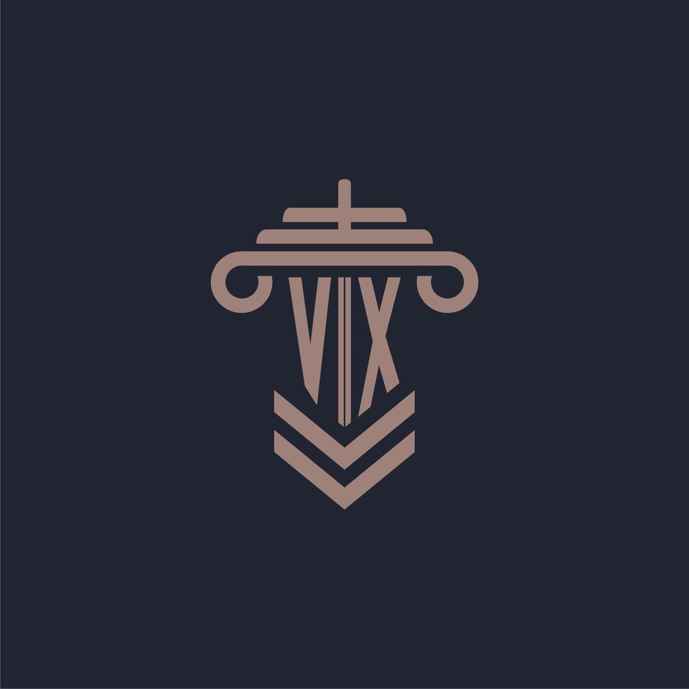 VX initial monogram logo with pillar design for law firm vector image