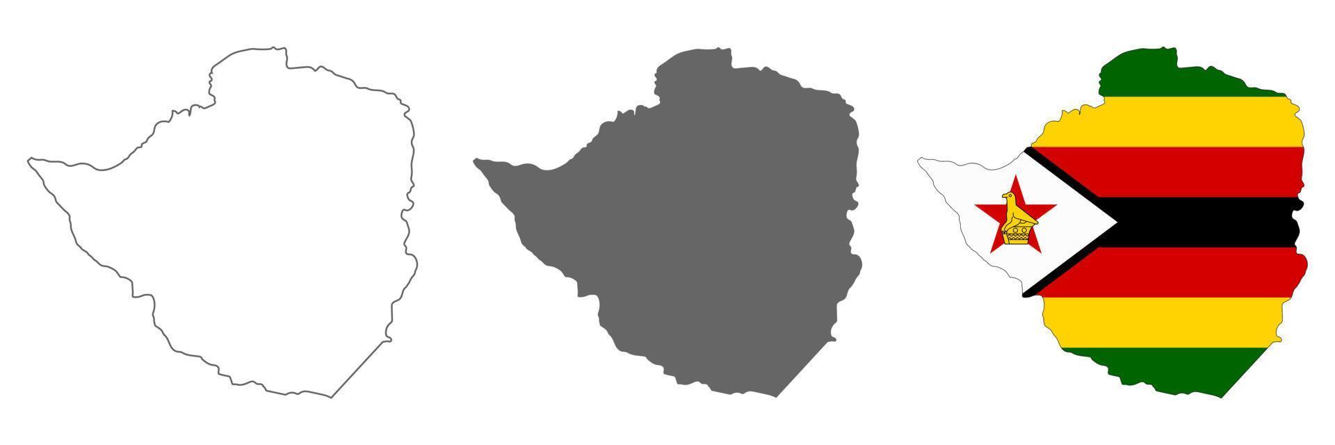 Mapa de Zimbabwe muy detallado con bordes aislados en segundo plano. vector