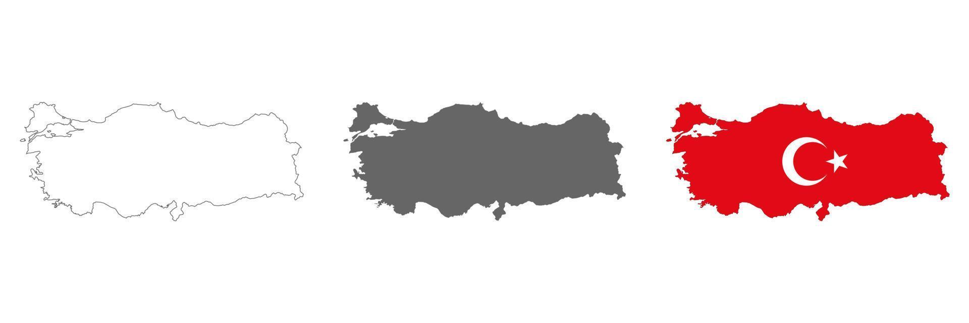 Mapa de Turquía muy detallado con bordes aislados en segundo plano. vector
