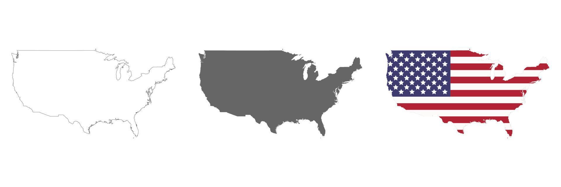 Highly detailed USA map with borders isolated on background vector