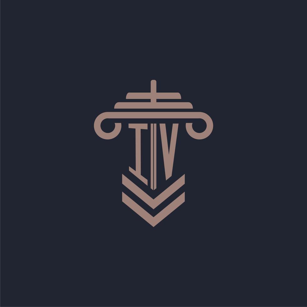 IV initial monogram logo with pillar design for law firm vector image