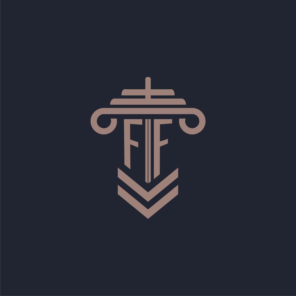 FF initial monogram logo with pillar design for law firm vector image