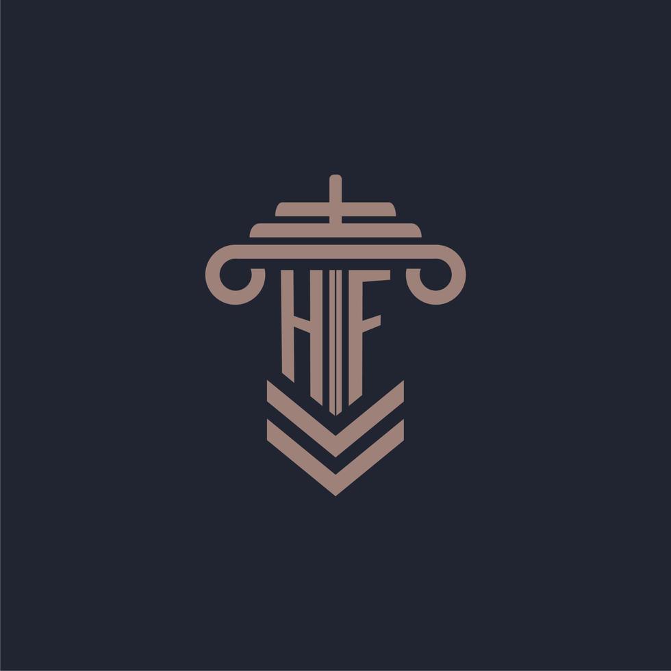 HF initial monogram logo with pillar design for law firm vector image