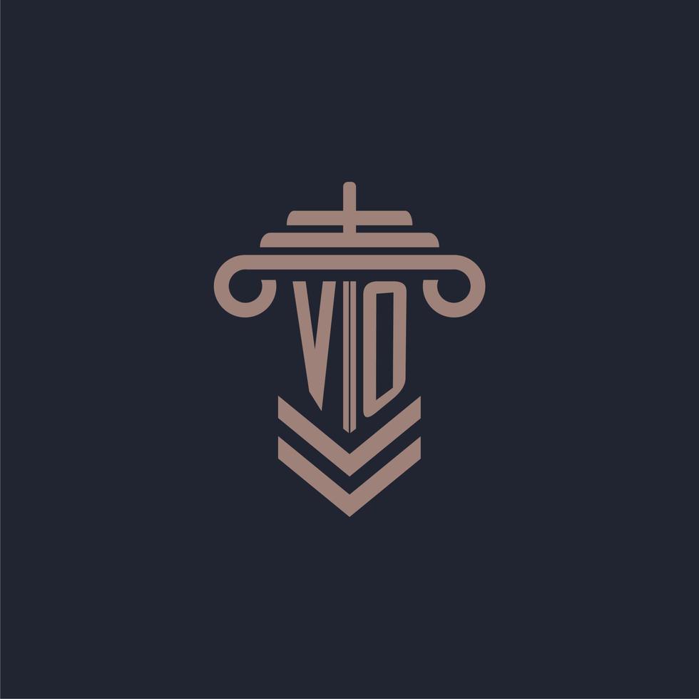 VO initial monogram logo with pillar design for law firm vector image