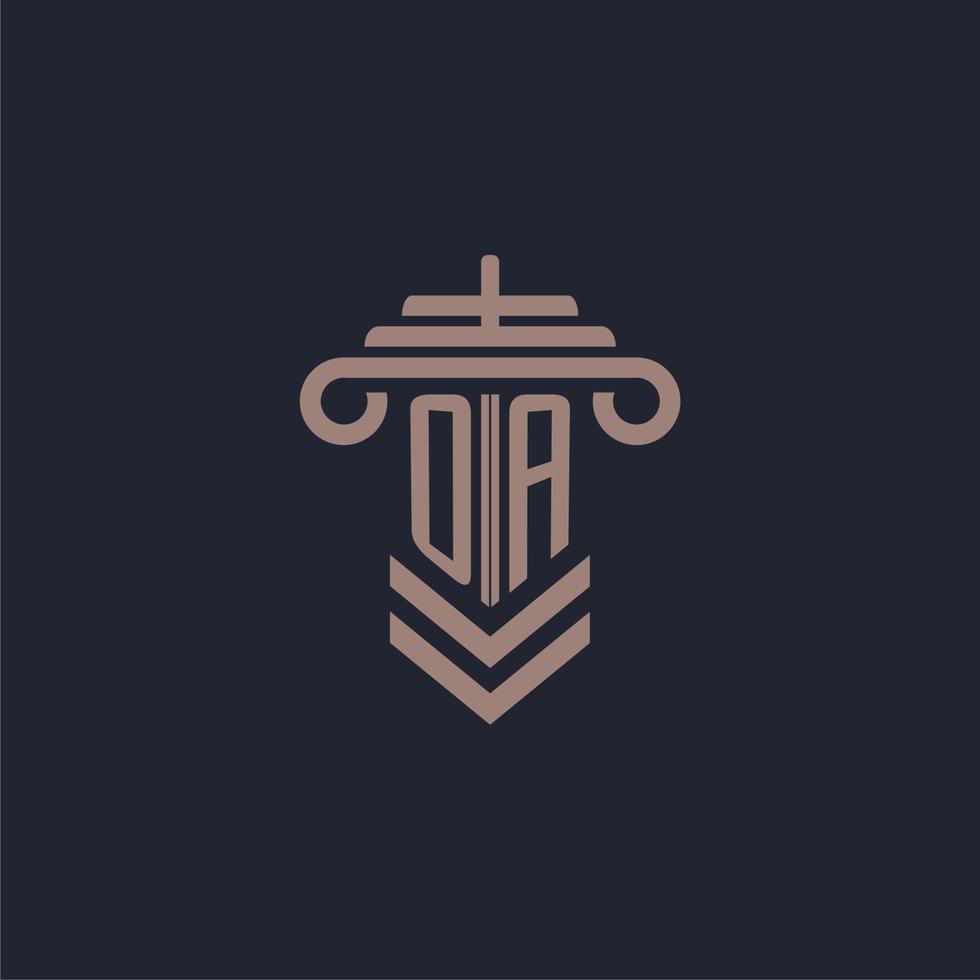 oa logotipo de monograma inicial con diseño de pilar para imagen vectorial de bufete de abogados vector