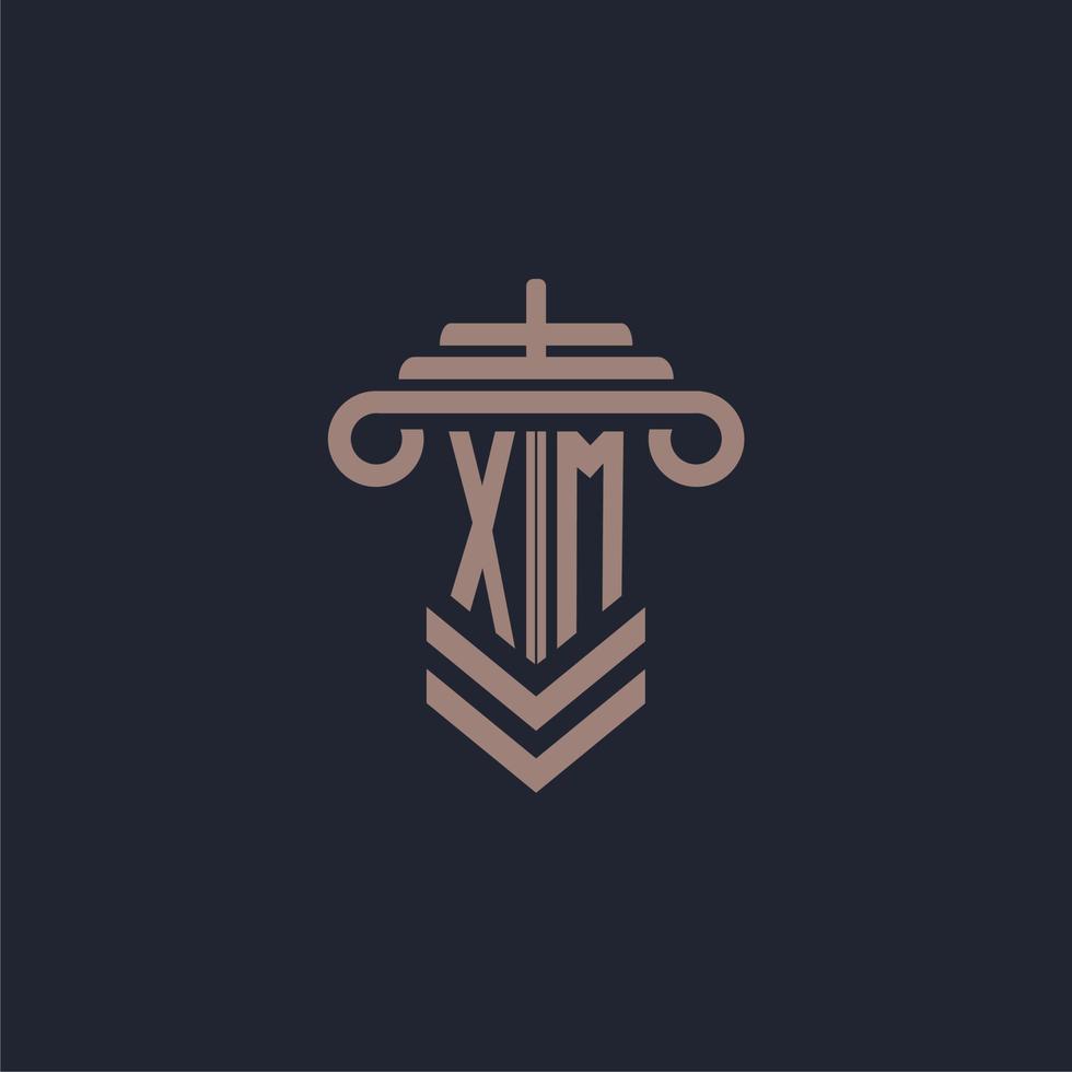 XM initial monogram logo with pillar design for law firm vector image