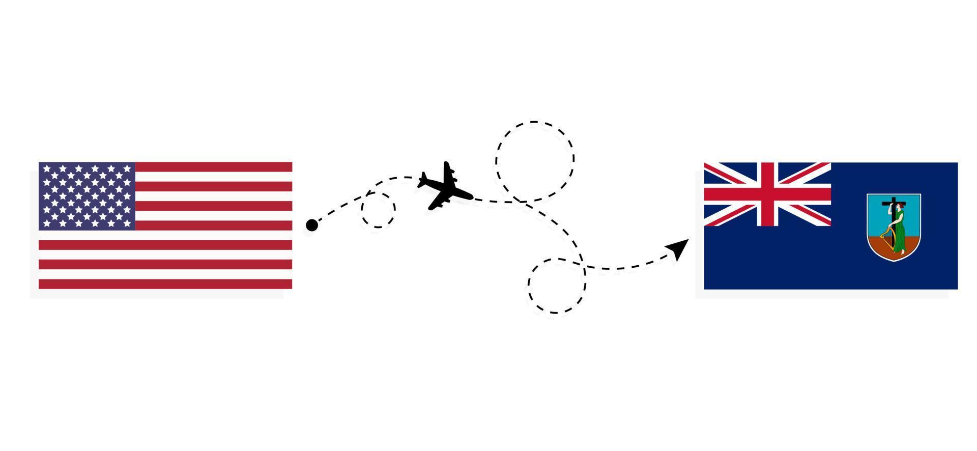Flight and travel from USA to Montserrat by passenger airplane Travel concept vector