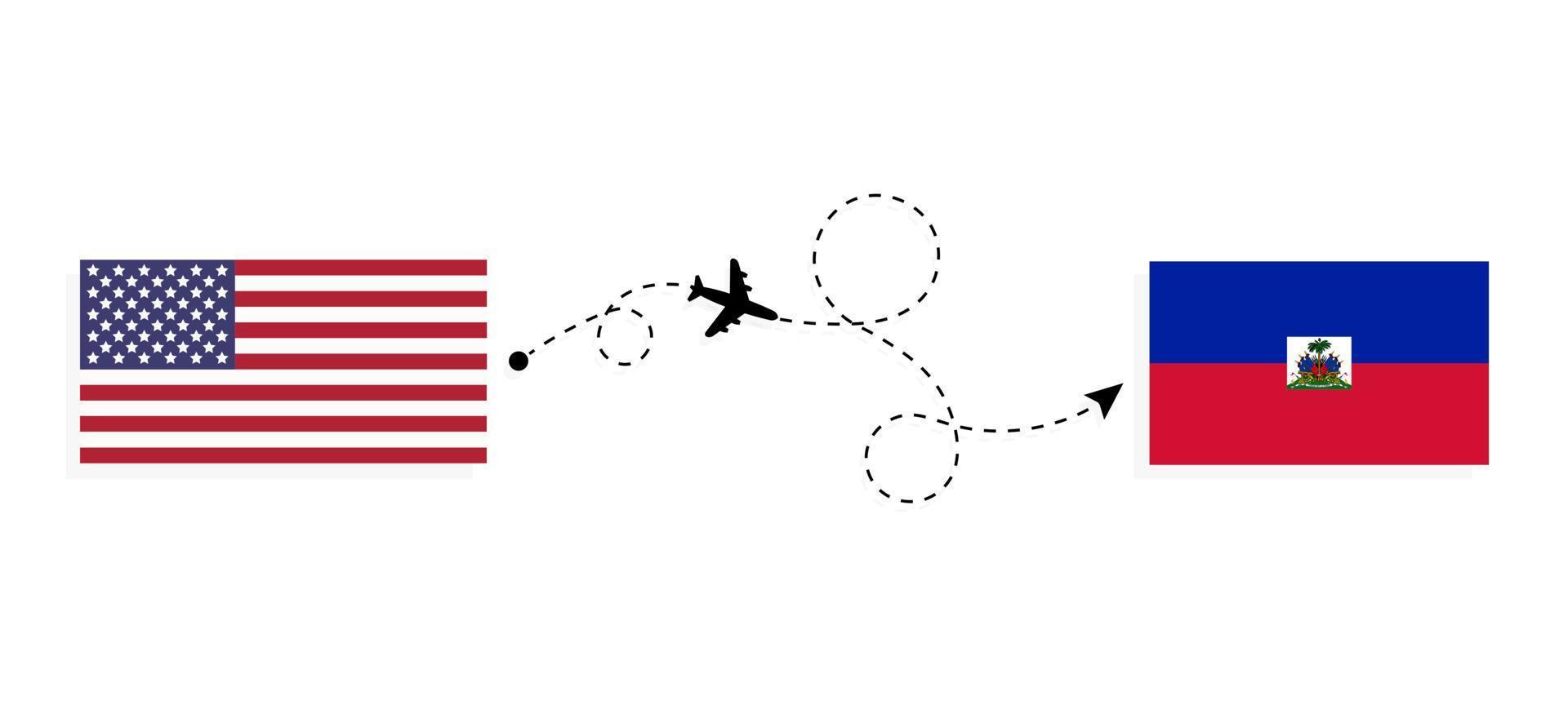 Flight and travel from USA to Haiti by passenger airplane Travel concept vector