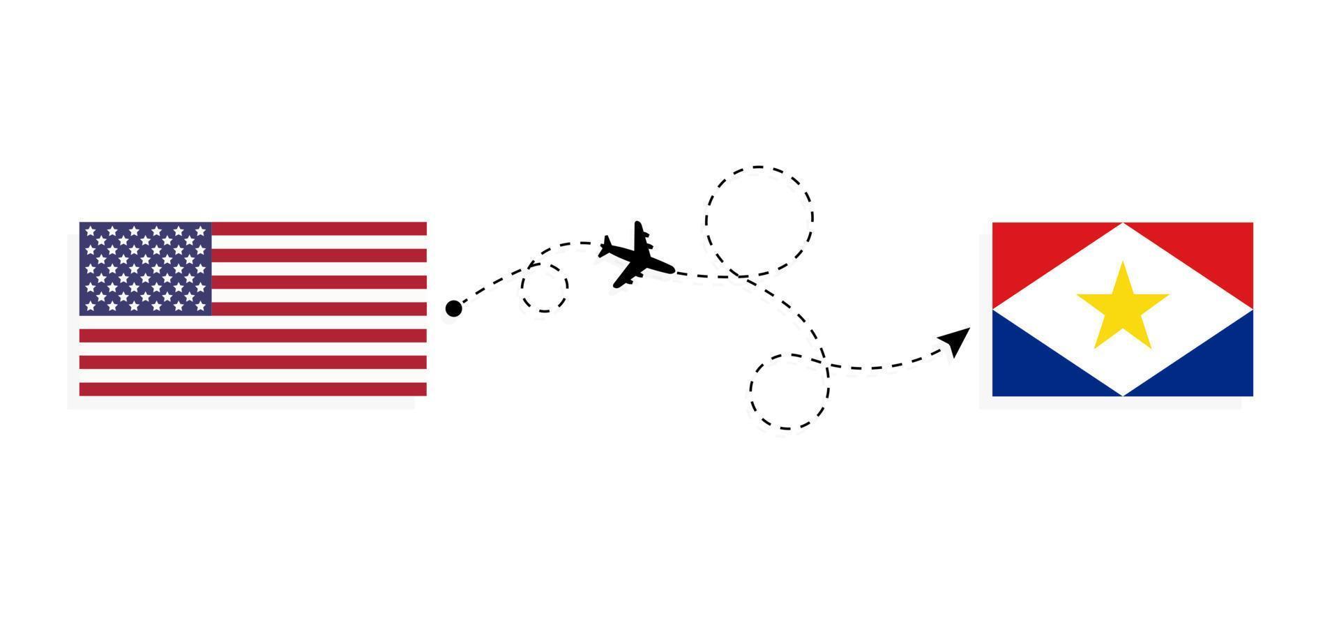 vuelo y viaje desde estados unidos a saba por concepto de viaje en avión de pasajeros vector