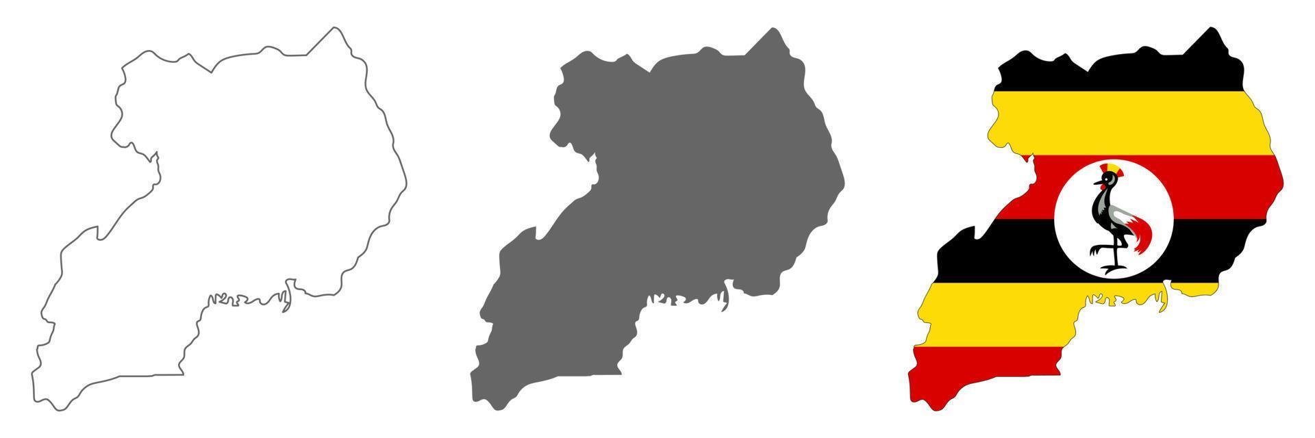 Mapa de Uganda muy detallado con bordes aislados en segundo plano. vector