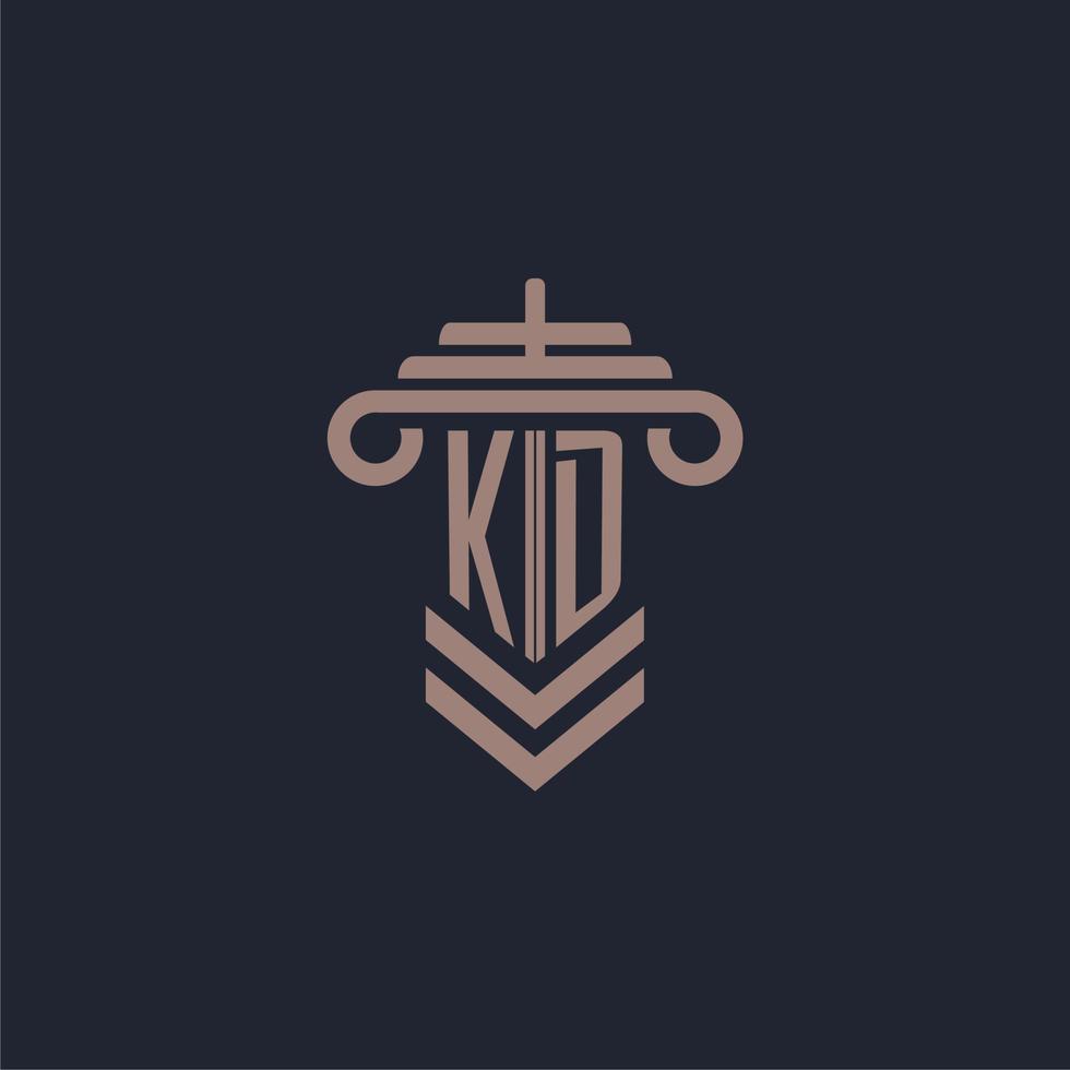 KD initial monogram logo with pillar design for law firm vector image
