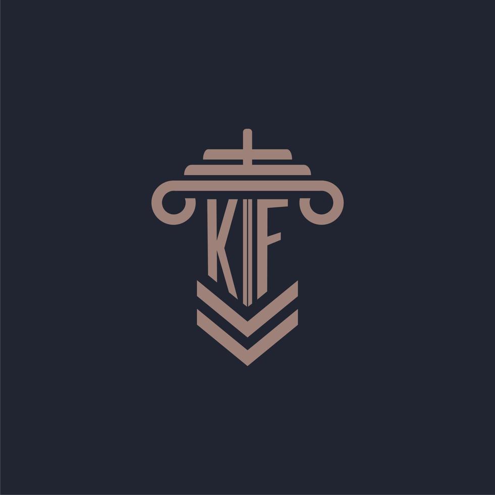 KF initial monogram logo with pillar design for law firm vector image