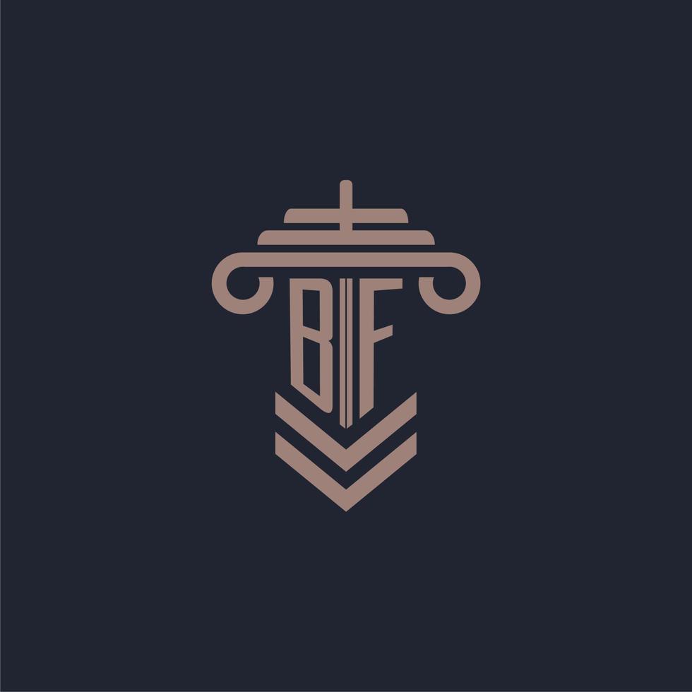 BF initial monogram logo with pillar design for law firm vector image