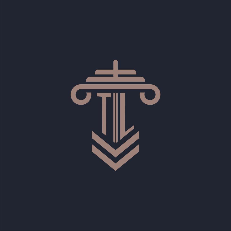 TL initial monogram logo with pillar design for law firm vector image