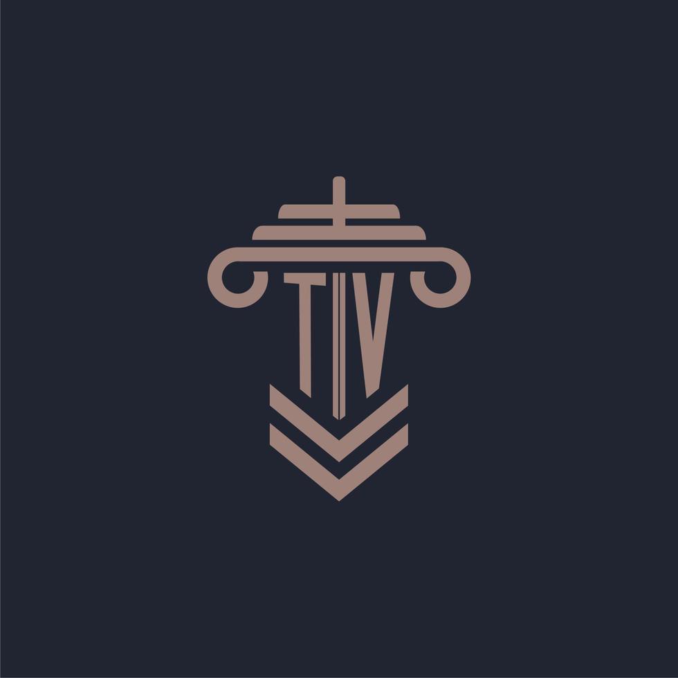 logotipo de monograma inicial de tv con diseño de pilar para imagen vectorial de bufete de abogados vector
