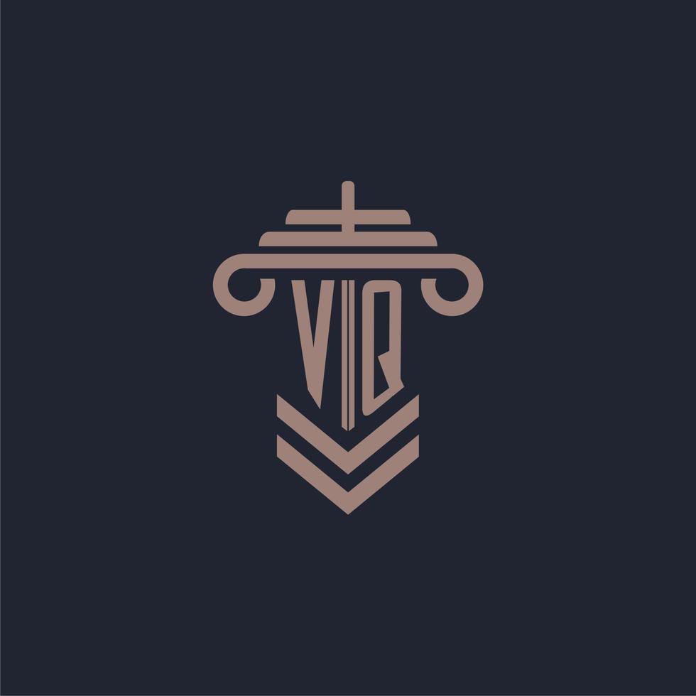 VQ initial monogram logo with pillar design for law firm vector image