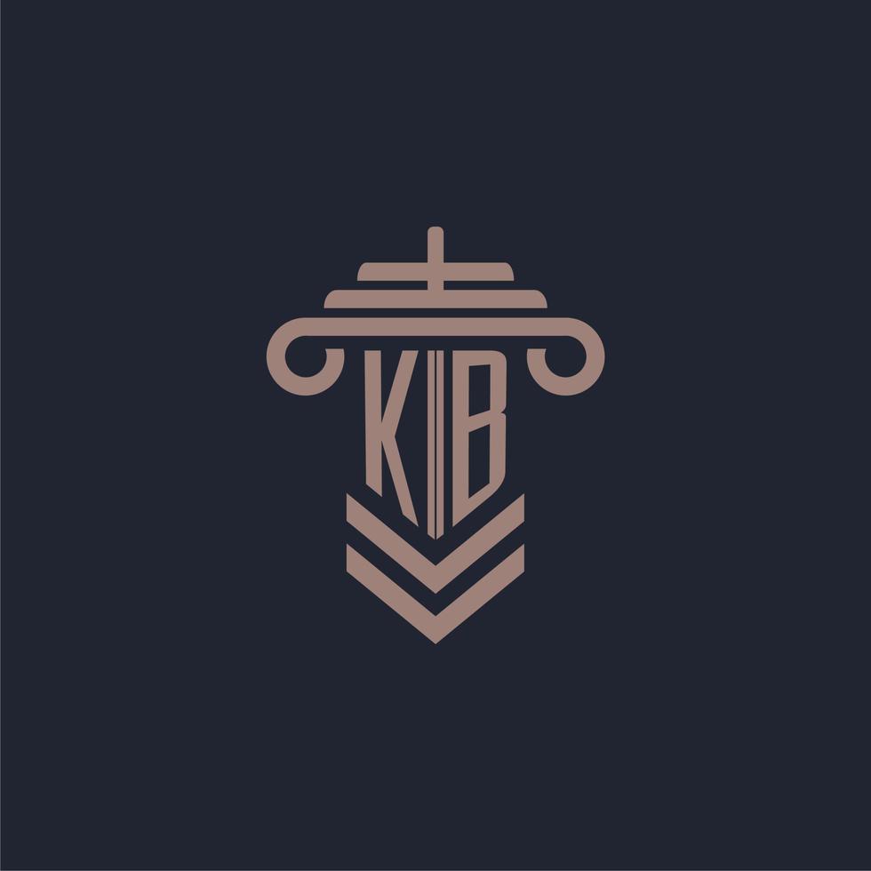 KB initial monogram logo with pillar design for law firm vector image