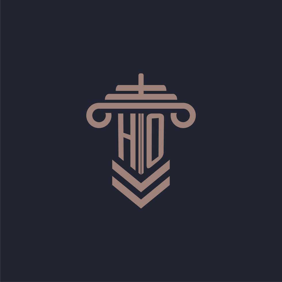 logotipo de monograma inicial ho con diseño de pilar para imagen vectorial de bufete de abogados vector