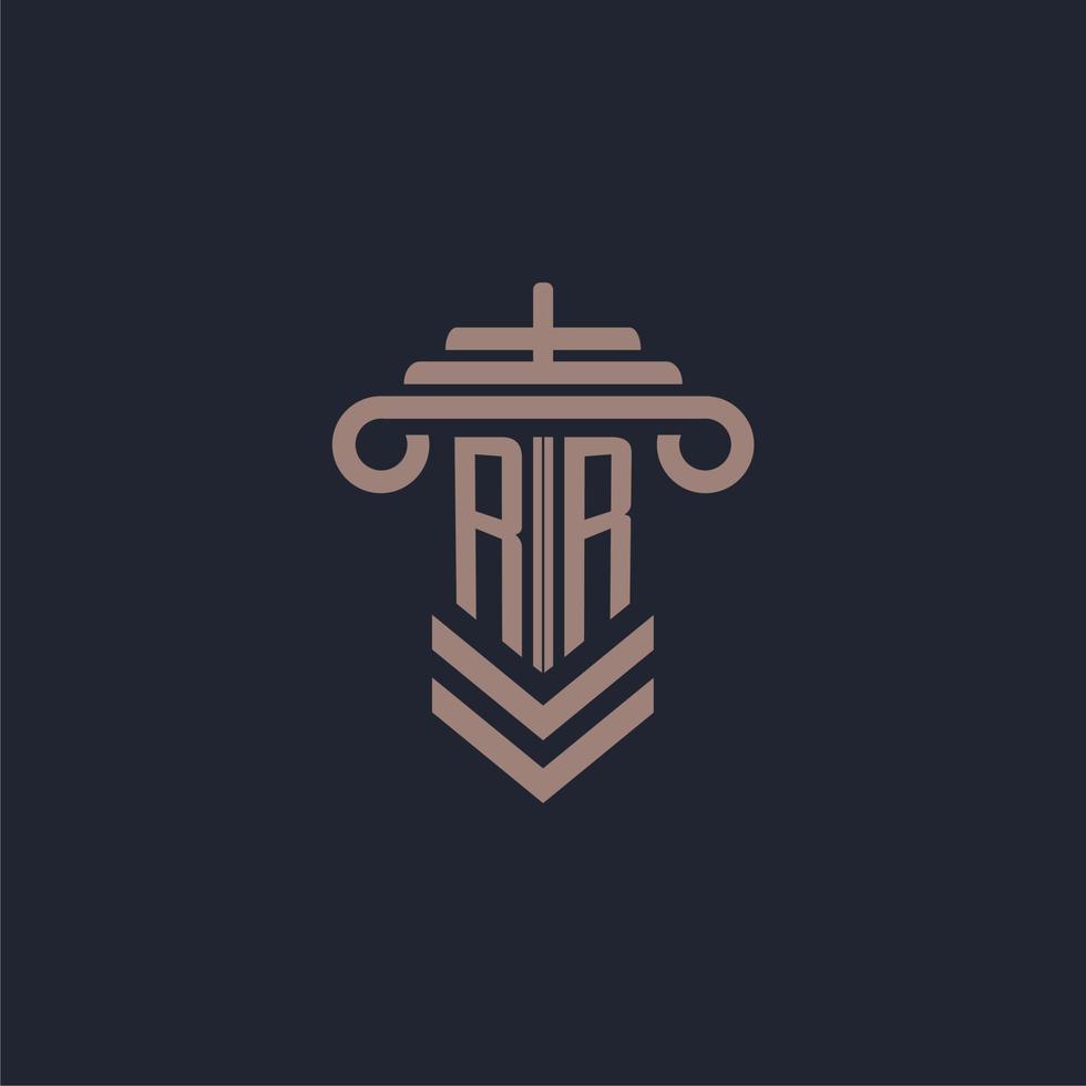 RR initial monogram logo with pillar design for law firm vector image