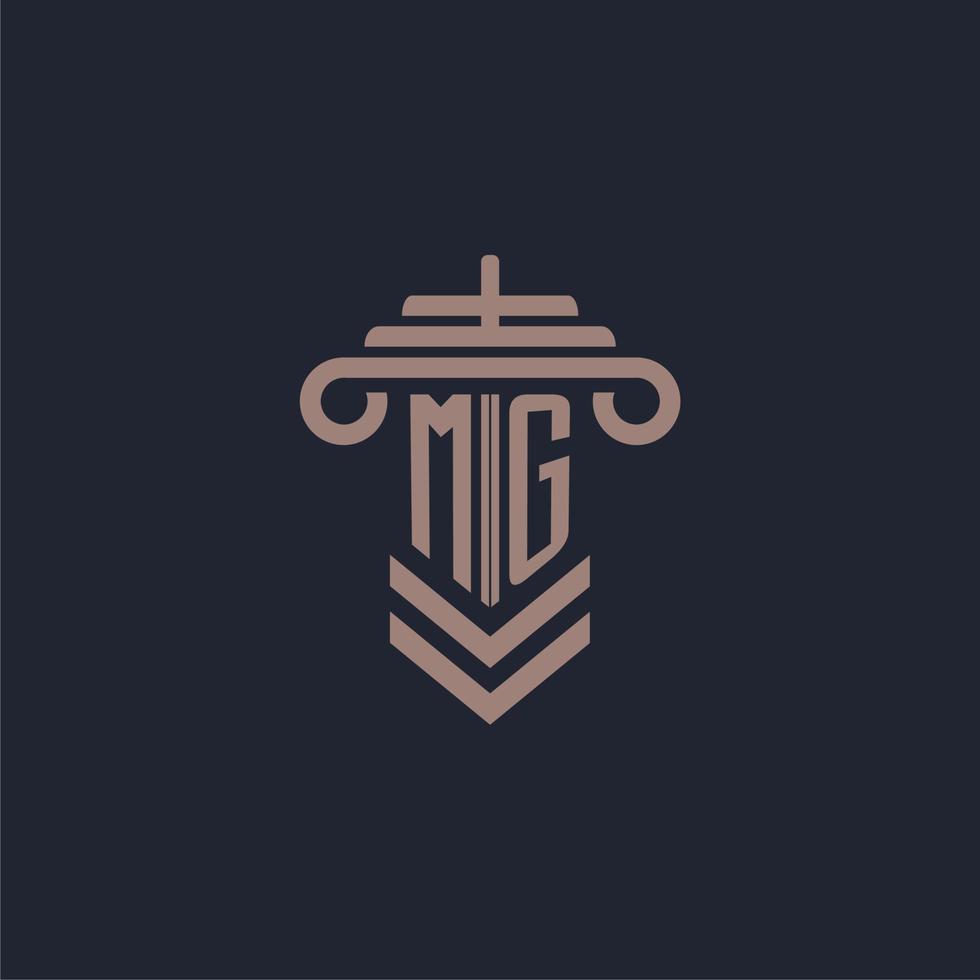 MG initial monogram logo with pillar design for law firm vector image