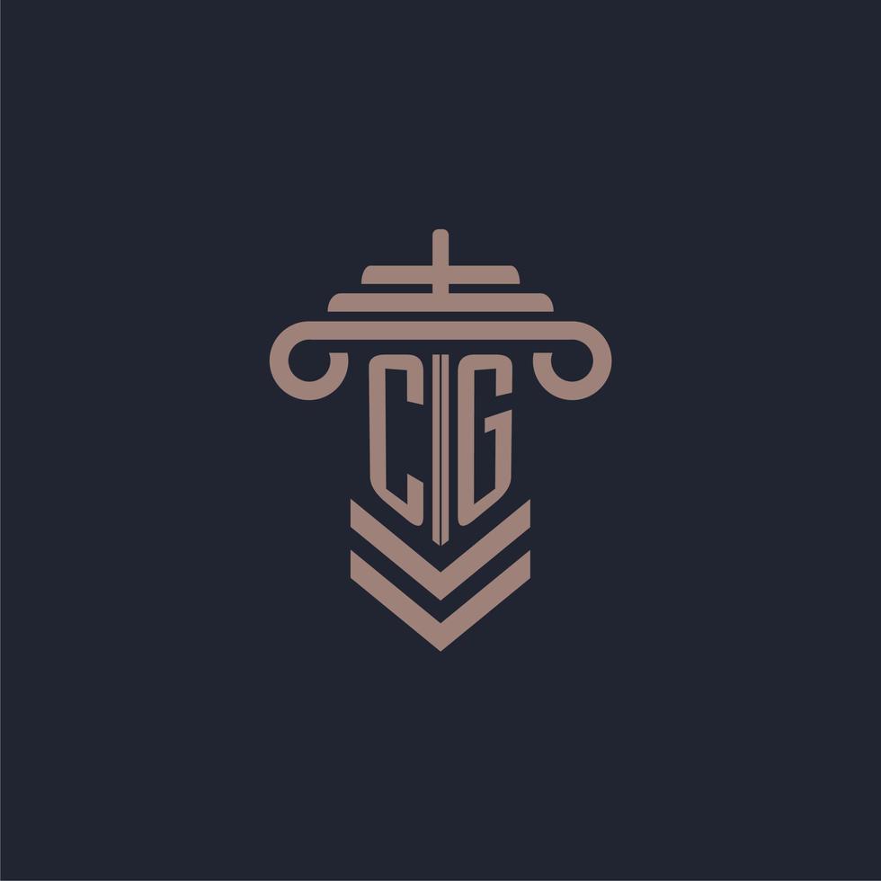 CG initial monogram logo with pillar design for law firm vector image