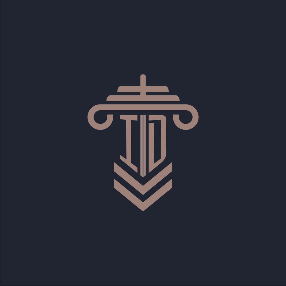 ID initial monogram logo with pillar design for law firm vector image