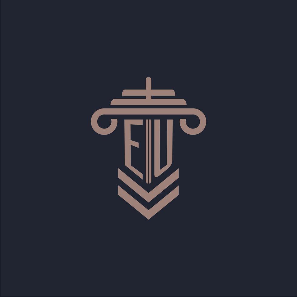 EU initial monogram logo with pillar design for law firm vector image