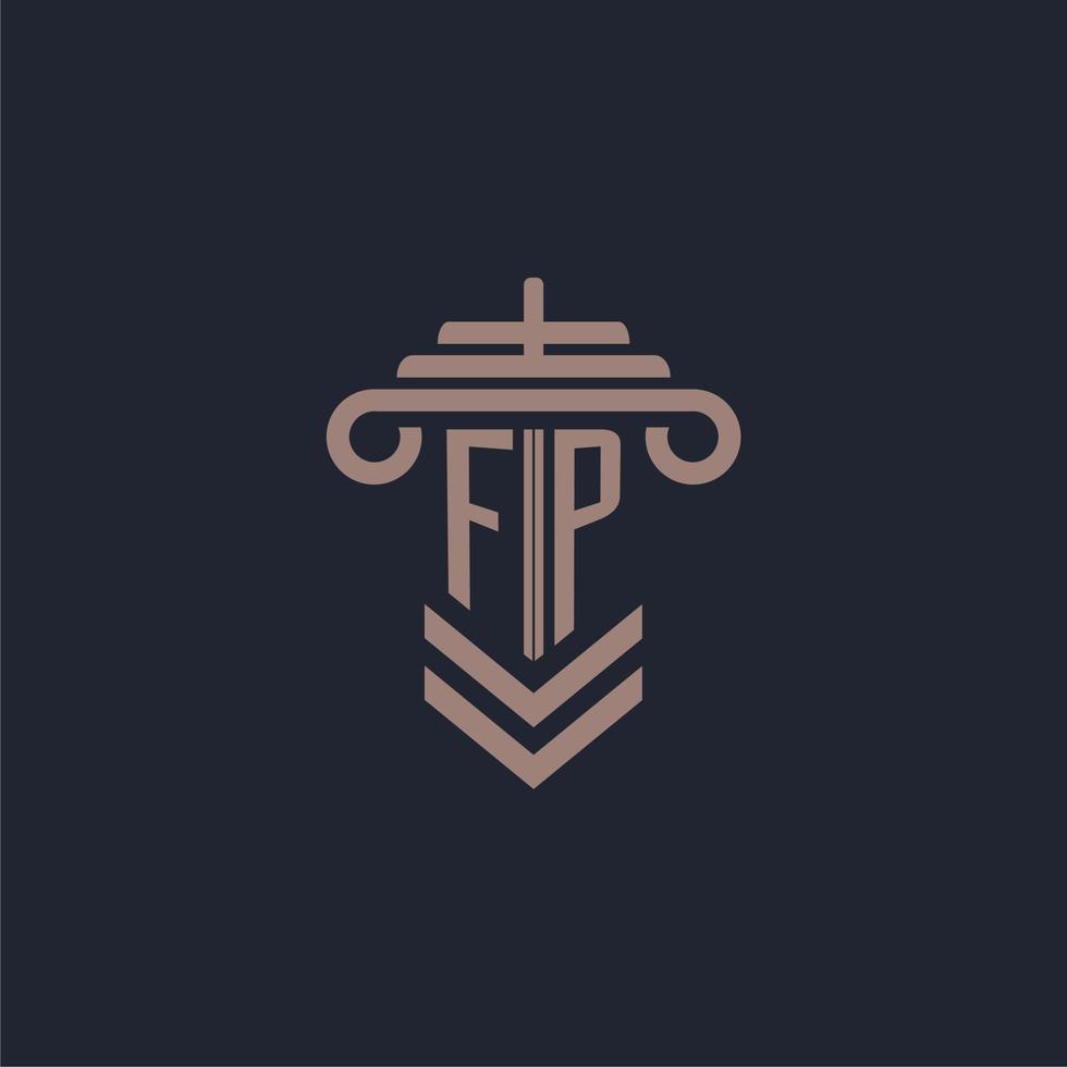 FP initial monogram logo with pillar design for law firm vector image