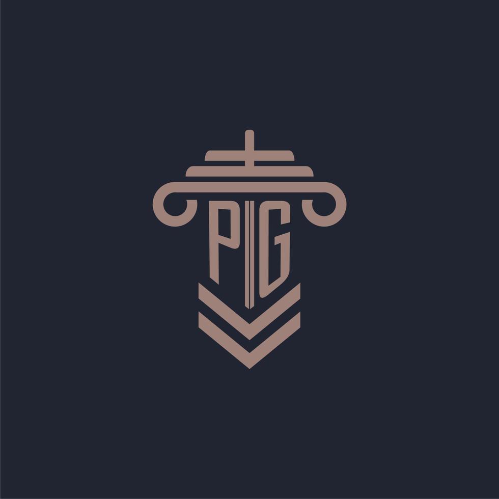 PG initial monogram logo with pillar design for law firm vector image