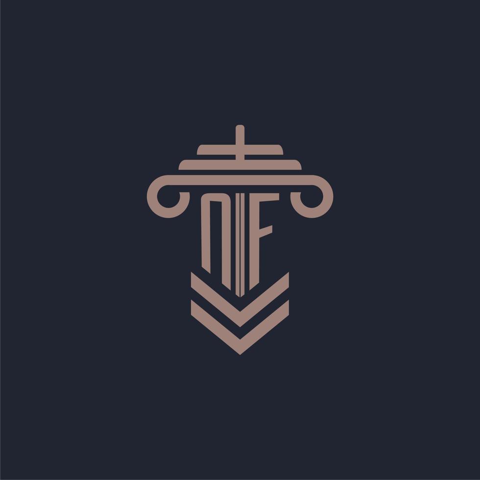 logotipo de monograma inicial nf con diseño de pilar para imagen vectorial de bufete de abogados vector