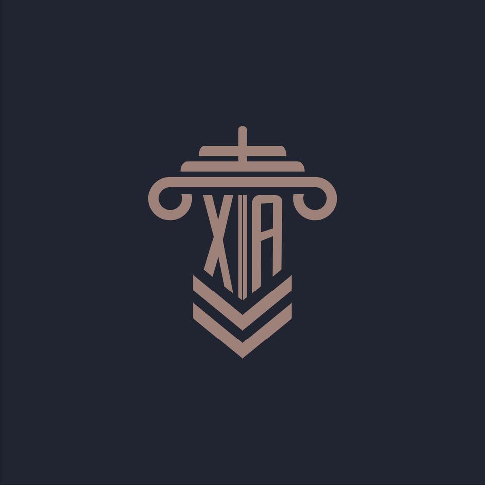 XA initial monogram logo with pillar design for law firm vector image