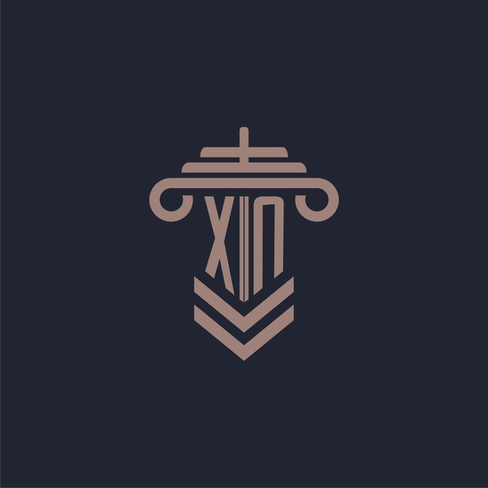XN initial monogram logo with pillar design for law firm vector image