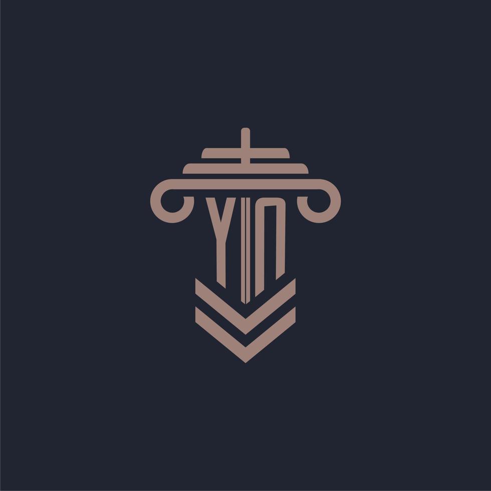 YN initial monogram logo with pillar design for law firm vector image