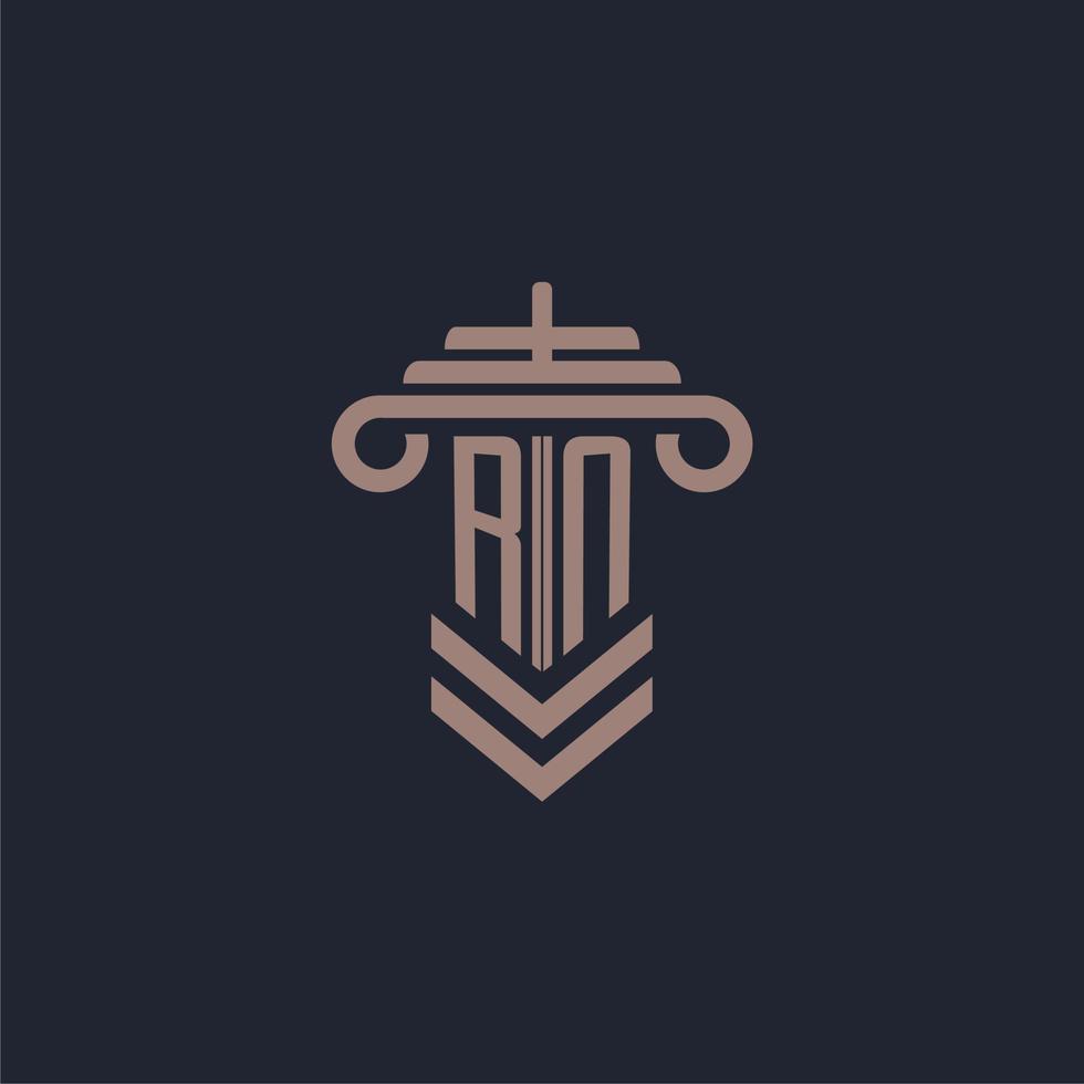 RN initial monogram logo with pillar design for law firm vector image