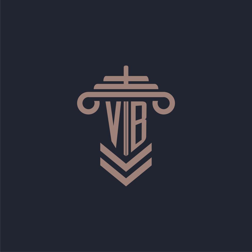 VB initial monogram logo with pillar design for law firm vector image